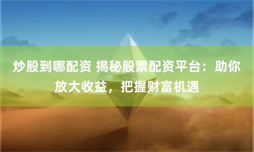 炒股到哪配资 揭秘股票配资平台：助你放大收益，把握财富机遇